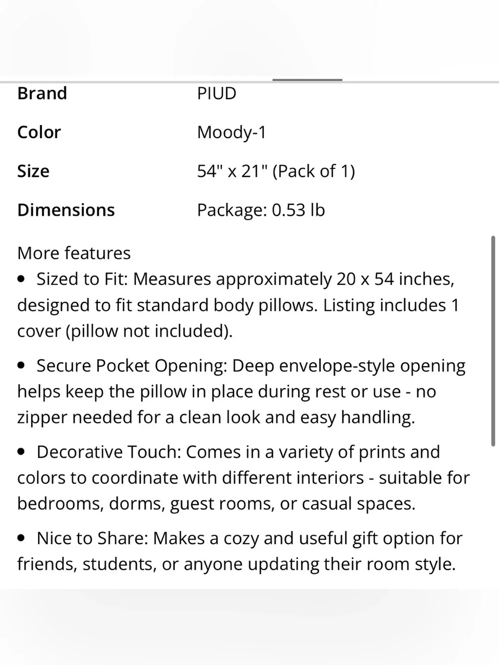 Floral Body Pillow Cover 54x21” - BLACK GOLD